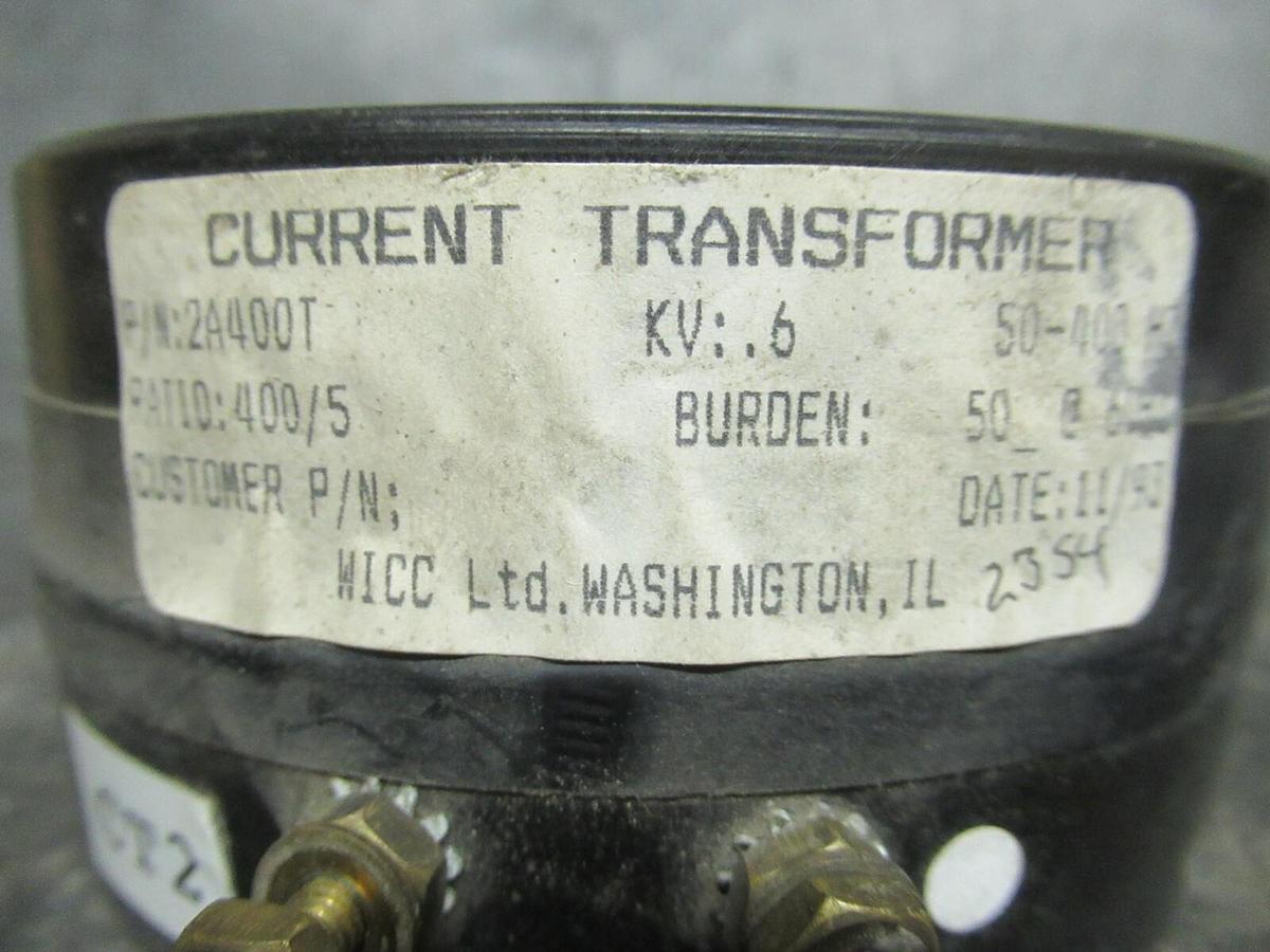Used WICC LTD CURRENT TRANSFORMER 2A400T RATIO: 400:5 A **WARRANTY**