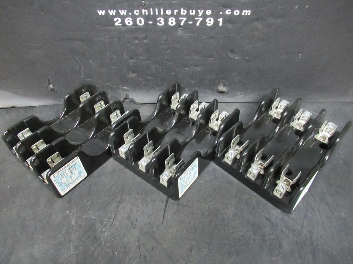 Used (LOT OF 3) MARATHON TRIPLE FUSE HOLDER R6F30A3B / 4100832 3-POLE 600 VOLT 30 AMP