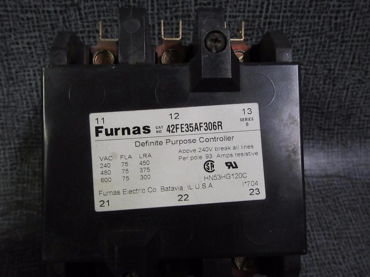 Used (1) FURNAS CONTACTOR 42FE35AF306R 75 AMP 600V 3 PHASE 110-120V COIL HN53HG120C