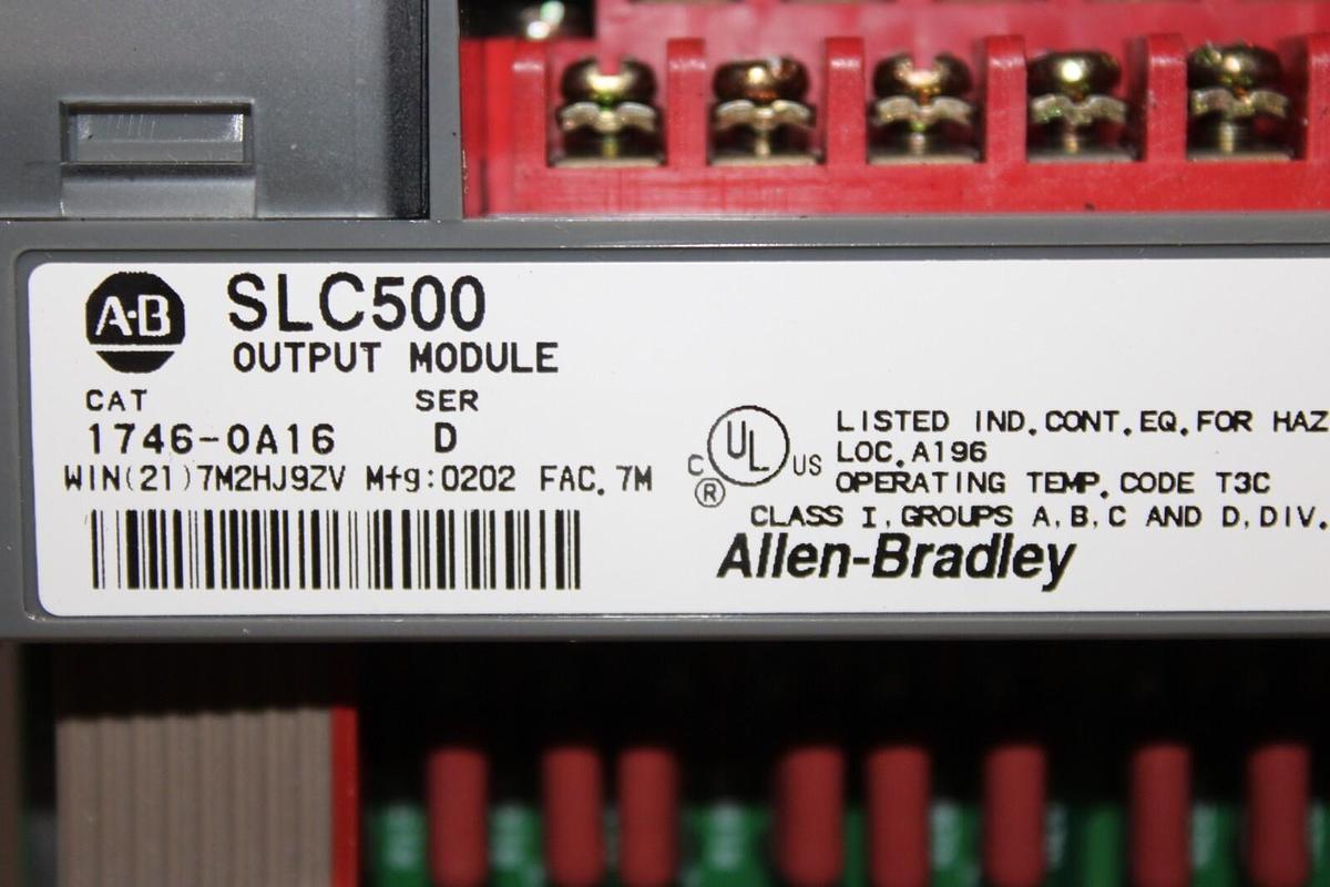 Used ALLEN BRADLEY SLC-500 OUTPUT MODULE 1746-OA16 SER. D **WARRANTY**