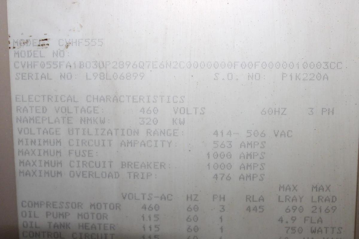 Used TRANE CENTRAVAC CHILLER CONTROL SYSTEM CVHF555 460V 3-PHASE 320KW *WARRANTY*