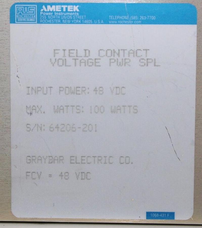 Used RIS FCV POWER SUPPLY ISM-FCV FIELD CONTACT VOLTAGE POWER SUPPLY 48 VDC 100 WATT