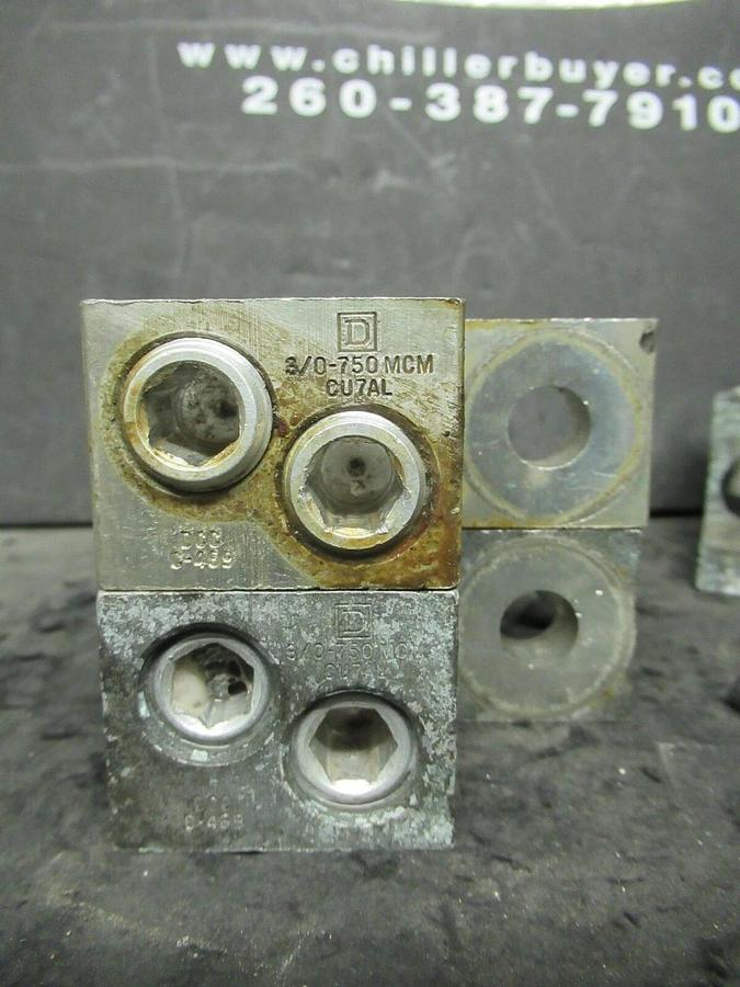 Used (3 QTY) SQUARE D DCC C-469 2 DOUBLE BARREL MECHANICAL CONNECTOR LUG TAPS 750MCM