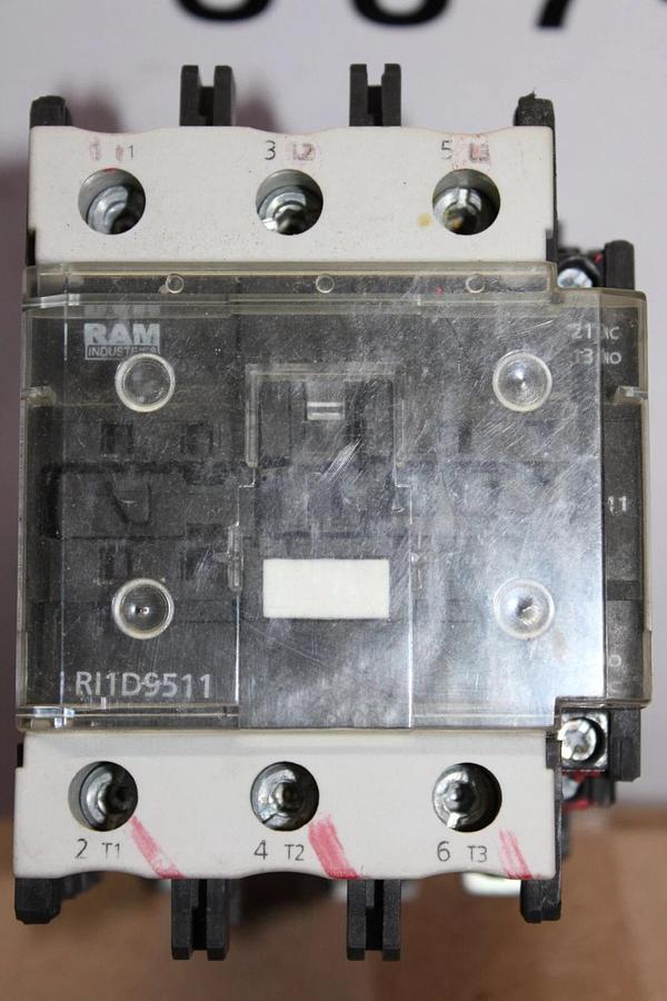 Used RAM INDUSTRIES CONTACTOR RI1D9511 110 AMP 600 VAC 3-POLE COIL: 120 VOLT 60 HP