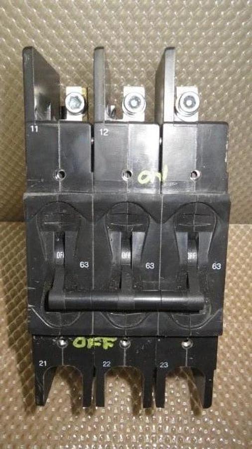 Used AIRPAX BREAKER 63 AMPS 600 VAC 3 POLE 240 LRA 219-3-2600-432 HH83XB432-B