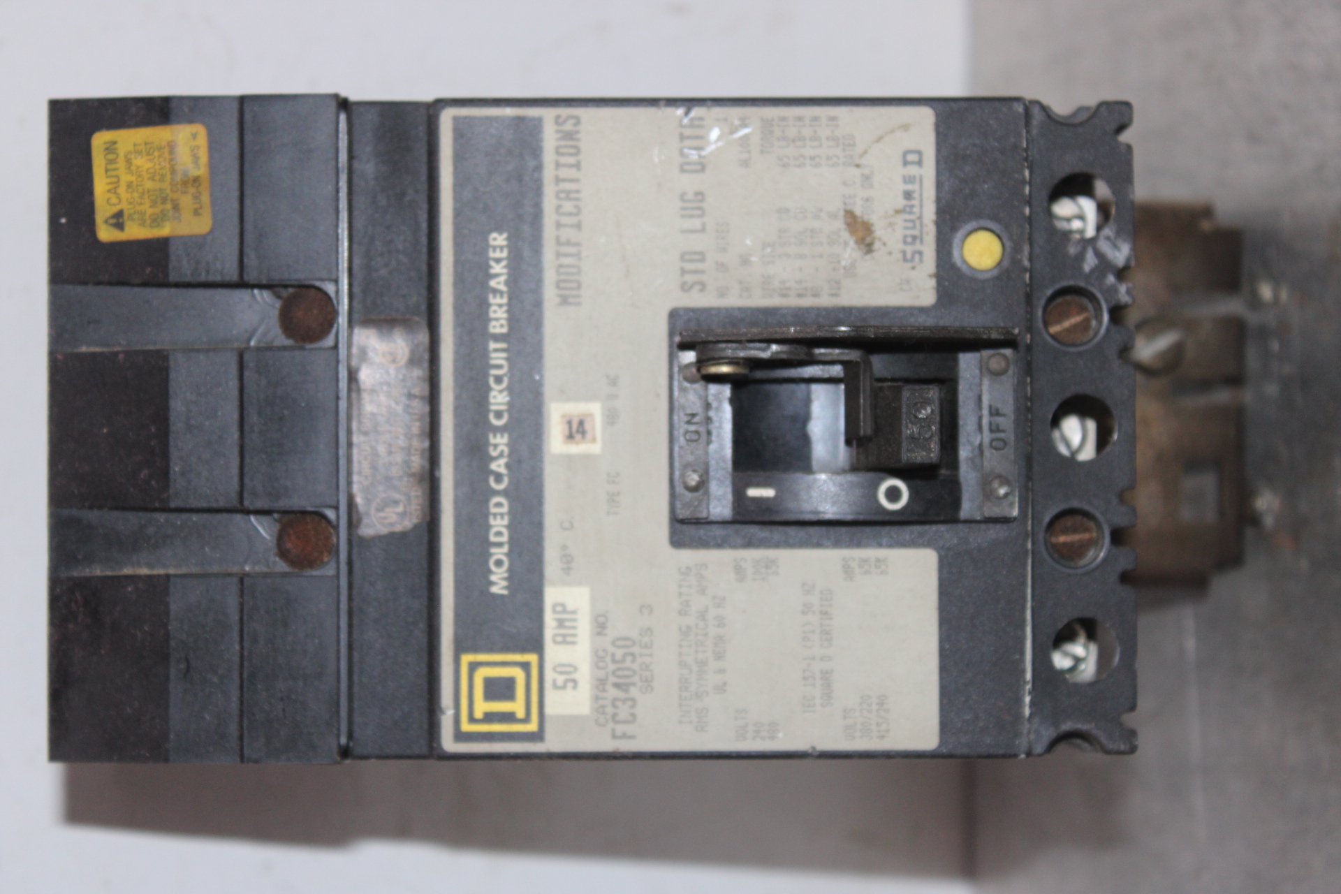 Used SQUARE D I-LINE CIRCUIT BREAKER KC34225 SERIES 2 225 AMP 480 VAC 3-POLE