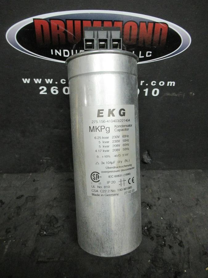 Used EKG MKPg KONDENSATOR CAPACITOR 6.25 KVAR @ 230 VAC 60 HZ 275.156-410403/221404
