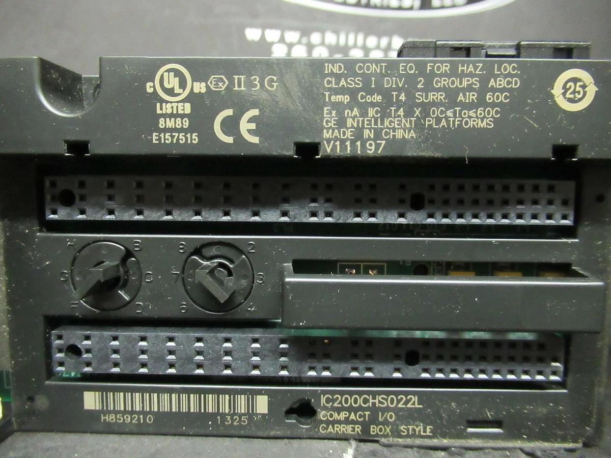 Used GE INTELLIGENT PLATFORMS PLC IC200ALG320J W/ COMPACT I/O CARRIER IC200CHS022L