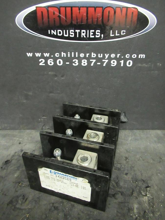 Used MARATHON 1443569 DISTRIBUTION LUG SET 380 AMP 500 MCM - 1/4-20 STUD 600 V 3 PH