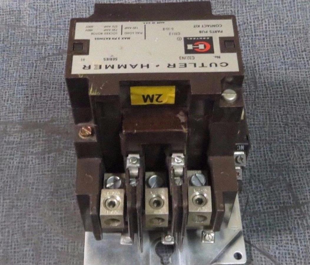 Used CUTLER HAMMER CONTACTOR 120 AMP, 3 PH, 600 V WITH 480V COIL MODEL: C32JN3
