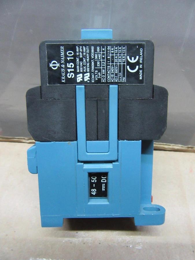 Used KRAUS & NAIMER CONTACTOR S15-10 16 AMP 600 VAC 5 HP 3-PHASE COIL: 48-50 VDC
