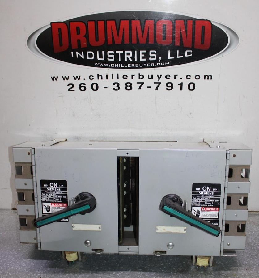 Used SIEMENS VACU-BREAK TWIN DISCONNECT SWITCH V7F3644J 200 AMP 600 VAC 3-POLE