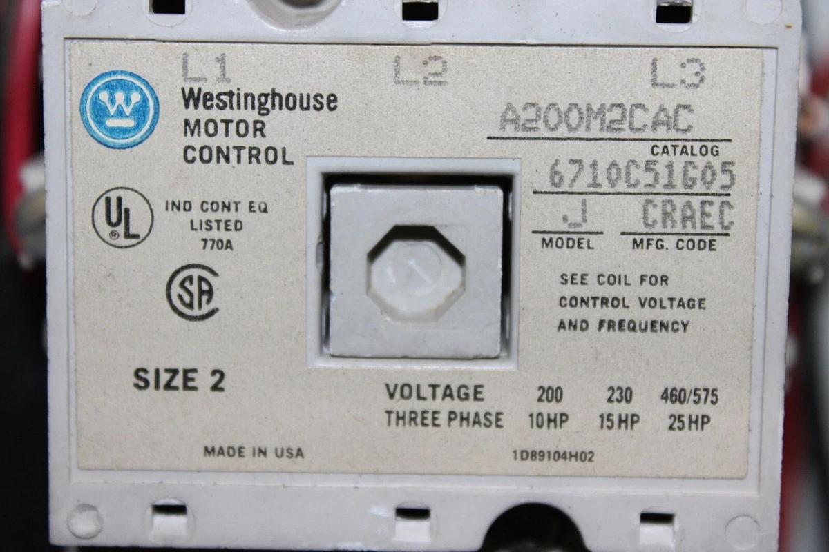 Used WESTINGHOUSE MCC MOTOR CONTROL BUCKET FREEDOM 2100 12" SIZE 2 CL75250