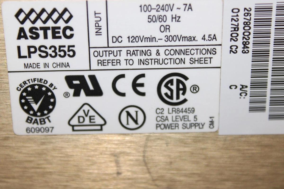 Used ASTEC POWER SUPPLY LPS355 INPUT: 240 VAC 7 AMP W/ CAPACITORS *WARRANTY*