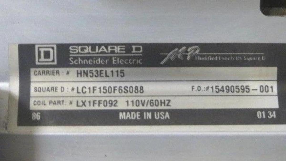 Used TELEMECANIQUE LC1F150 CONTACTOR LC1F150F6S088 200 AMP 600 VOLT 3-PHASE COIL 110V