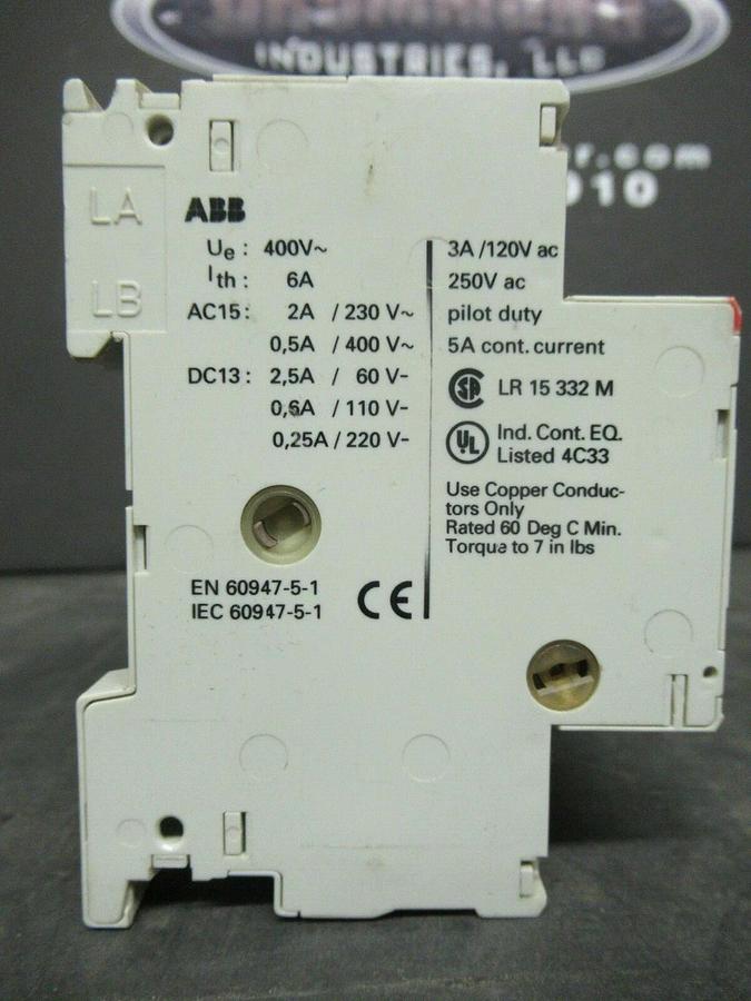 Used ABB MANUAL MOTOR START MS325 6.3-9 AMP 600 VAC W/ AUXILIARY CONTACTS