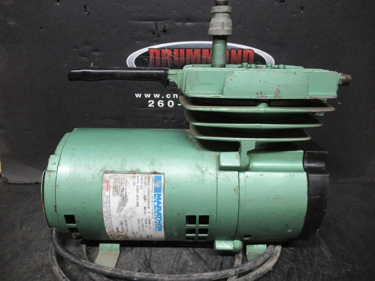 Used DAYTON SPEEDAIRE LARGE DIAPHRAGM VACUUM PUMP 2Z628 W/ JVN48S17D916D MOTOR 115 V