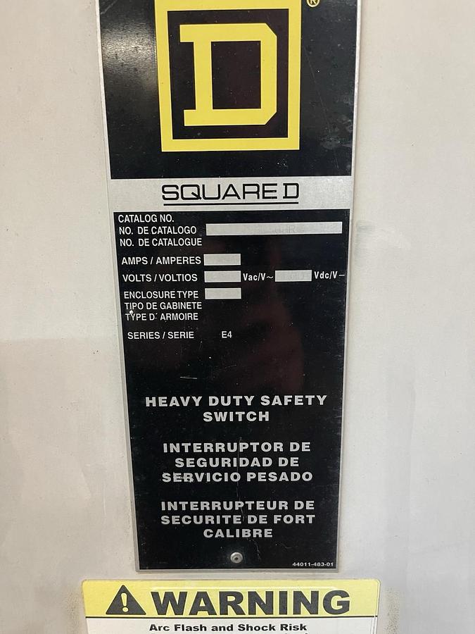 Used SQUARE D HEAVY DUTY SAFETY SWITCH HU368R 1200 AMP 600 VOLT NEMA 3R/5 3-PHASE