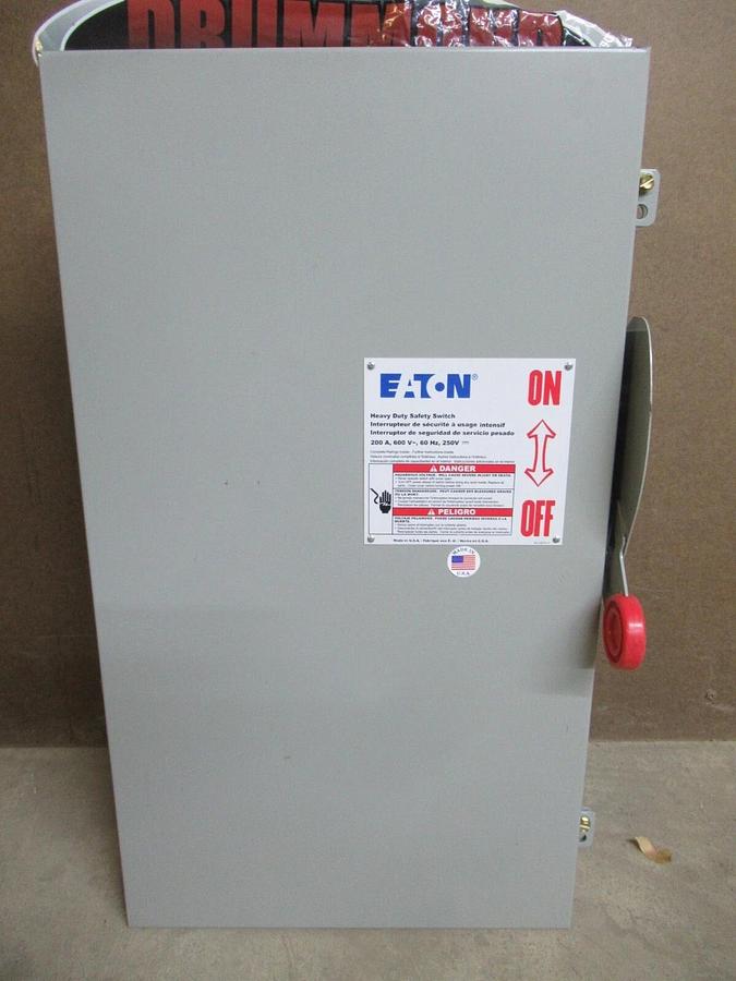 NIB EATON 200 AMP HEAVY DUTY SAFETY SWITCH DH364UGK2 TYPE 1 3-POLE 150 HP 600 V