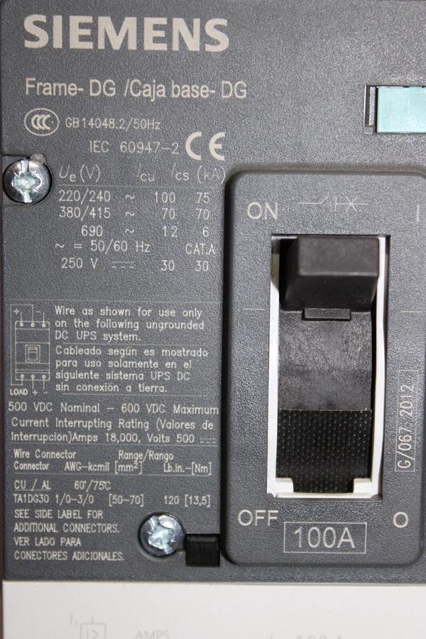 Used SIEMENS CIRCUIT BREAKER HDX3B100 100 AMP 3-POLE 600 VAC **WARRANTY**