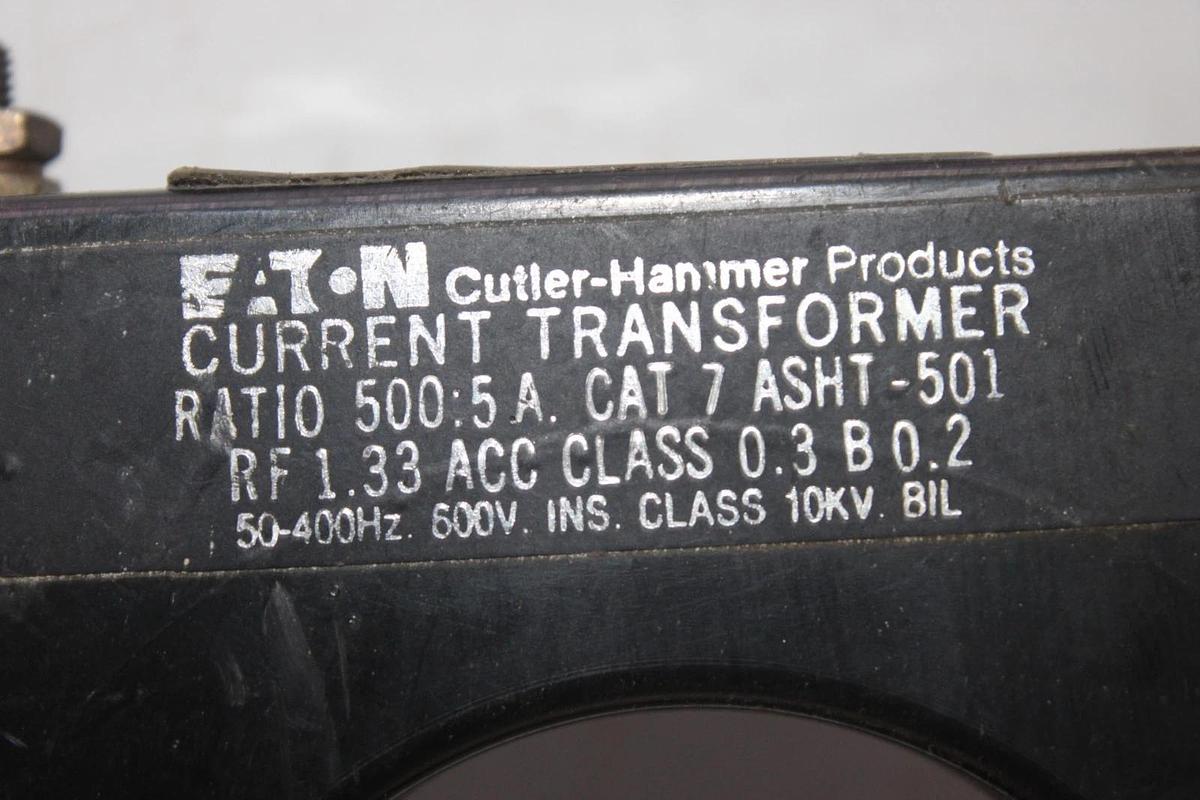 Used EATON CURRENT TRANSFORMER 7-ASHT-501 500:5A 50-400 HZ **WARRANTY**