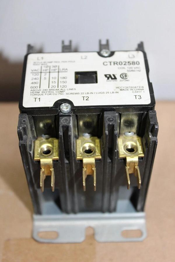 Used TRANE CONTACTOR 30 AMP 600 VAC 20 HP MODEL CTR02580 COIL: 120 VOLT **WARRANTY**