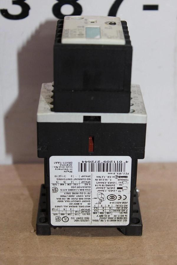Used SIEMENS CONTACTOR 3RT1016-1AB01 20A 600V 5HP W/ 3RT1916-2CG11 TIME DELAY RELAY
