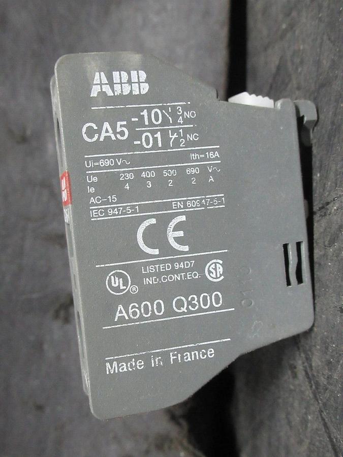 Used LOT OF 3 ABB AUXILLIARY CONTACT CA5-10 690 VOLT 16 AMP A600-Q300 **WARRANTY**