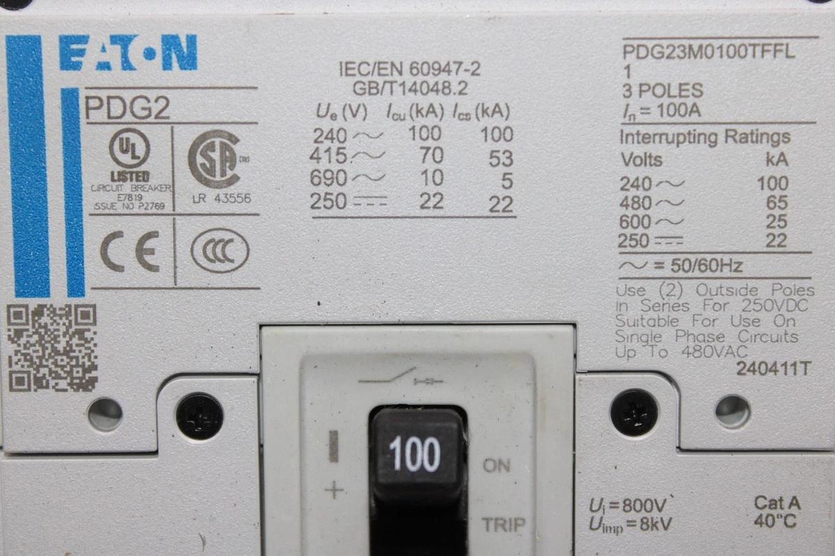 NEW EATON CIRCUIT BREAKER PDG23M0100TFFL 100 AMP 3-POLE 600 VAC *WARRANTY*