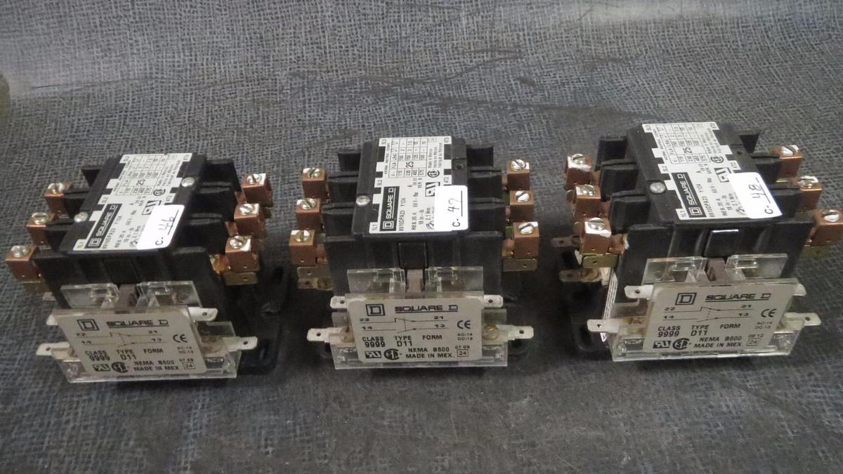 Used (1) SQUARE D CONTACTOR 8910DPA23 25 AMP 600 VOLT 3-PHASE 10 HP COIL: 120V