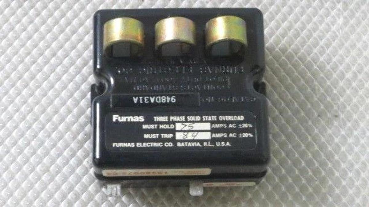Used FURNAS 3 PHASE SOLID STATE OVERLOAD MODEL 948DA31A 75 AMP HOLD 84 AMP TRIP