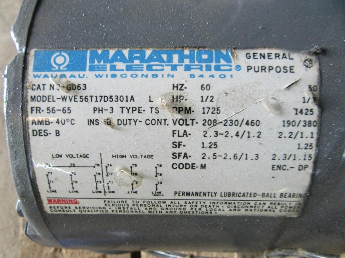Used ORBERDORFER BRONZE GEAR PUMP 991-32 W/ MARATHON NO-G063 MOTOR 0.5HP 460V 3-PHASE