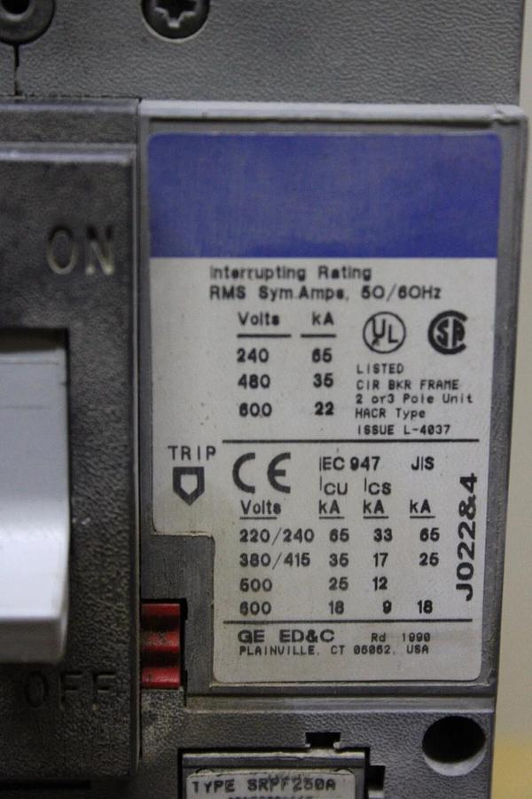 Used GE SPECTRA RMS CIRCUIT BREAKER SFHA36AT0250 110 AMP 3-POLE 600 VAC **WARRANTY**