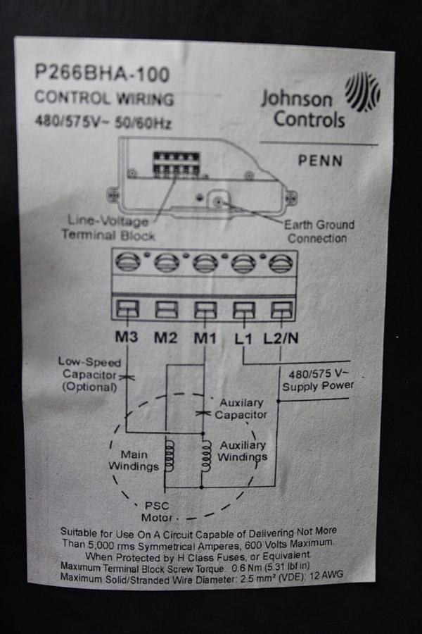 Used JOHNSON CONTROLS FAN SPEED CONTROL P266BHA-100 600/480 VOLT **WARRANTY**