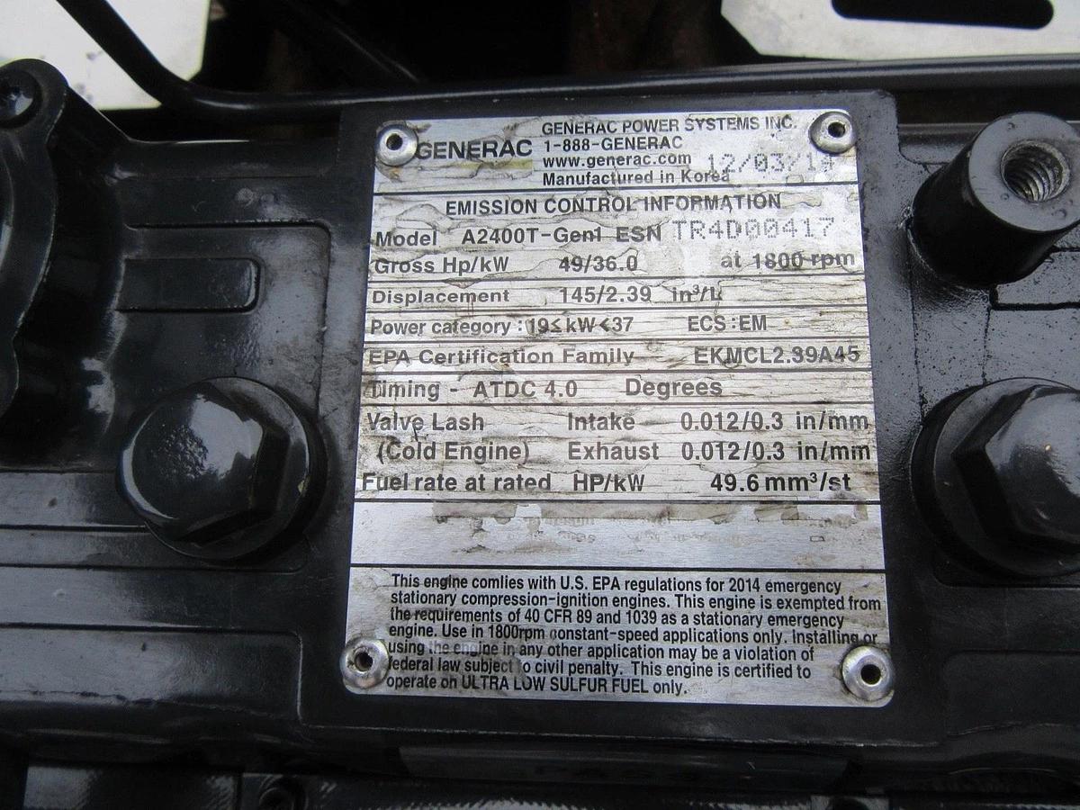 Used 2015 30 KW DIESEL GENERATOR GENERAC 120/240 VOLT SINGLE PHASE 181 HOURS VIDEO