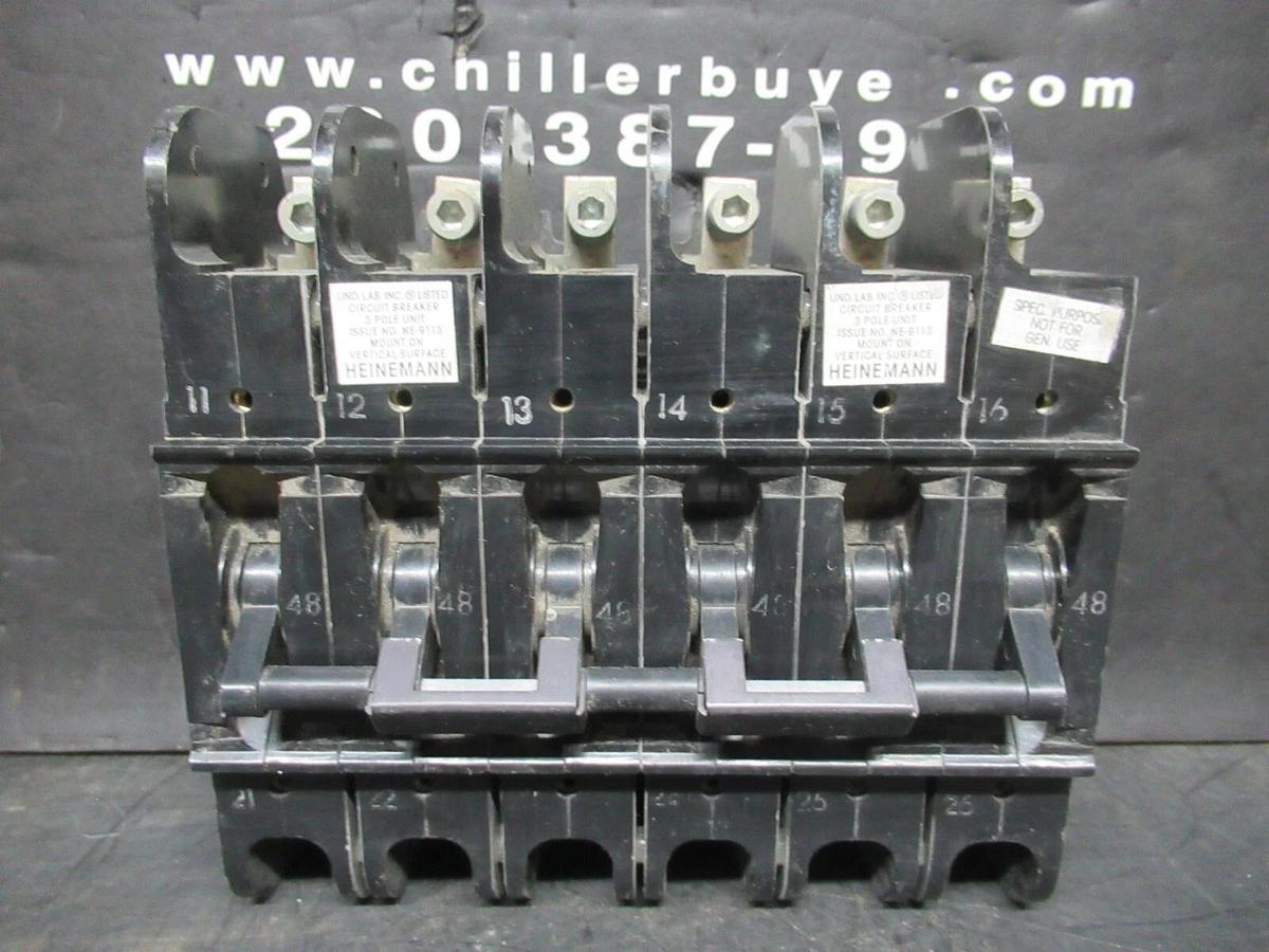 Used HEINEMANN BREAKER CF6-Z1-21 CF6-G8-DU 56 AMP TRIP 240 VAC HH83XE629A