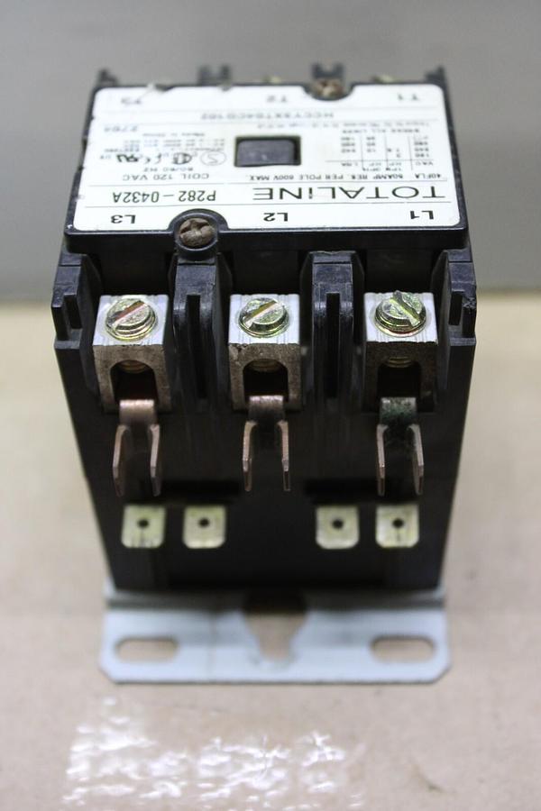 Used TOTALINE CONTACTOR P282-0432A 40 AMP 600 VOLT 25 HP COIL: 120V