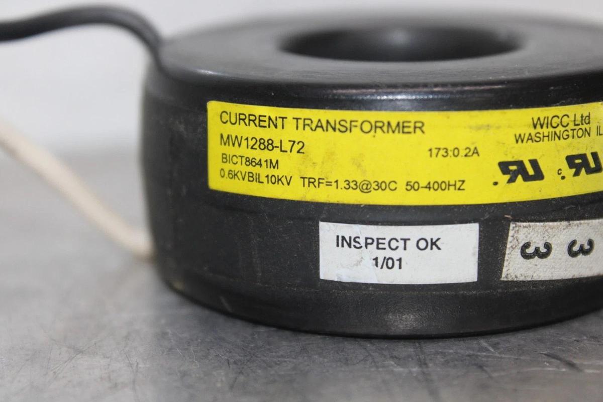 Used WICC CURRENT TRANSFORMER MW1288-L72 173:0.2 50-400 HZ **WARRANTY**