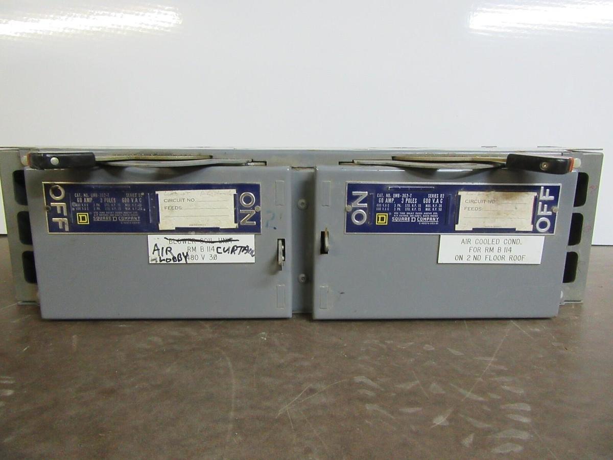 Used SQUARE D QMB SAFETY DISCONNECT SWITCH QMB362T 60 AMP 600 VAC 3-POLE 50 HP