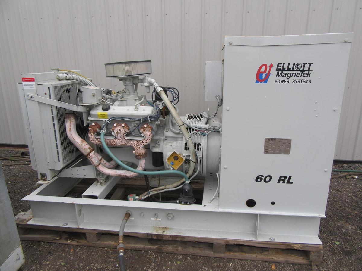 Used 60 KW GENERATOR NAT GAS PROPANE 120/240V RECONNECTABLE 5.7PSI VIDEO