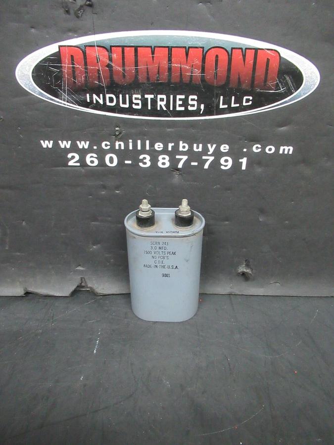 Used CDE CAPACITOR SCRN-243 3.0 MFD 1500 VOLT 9011 **WARRANTY INCLUDED**