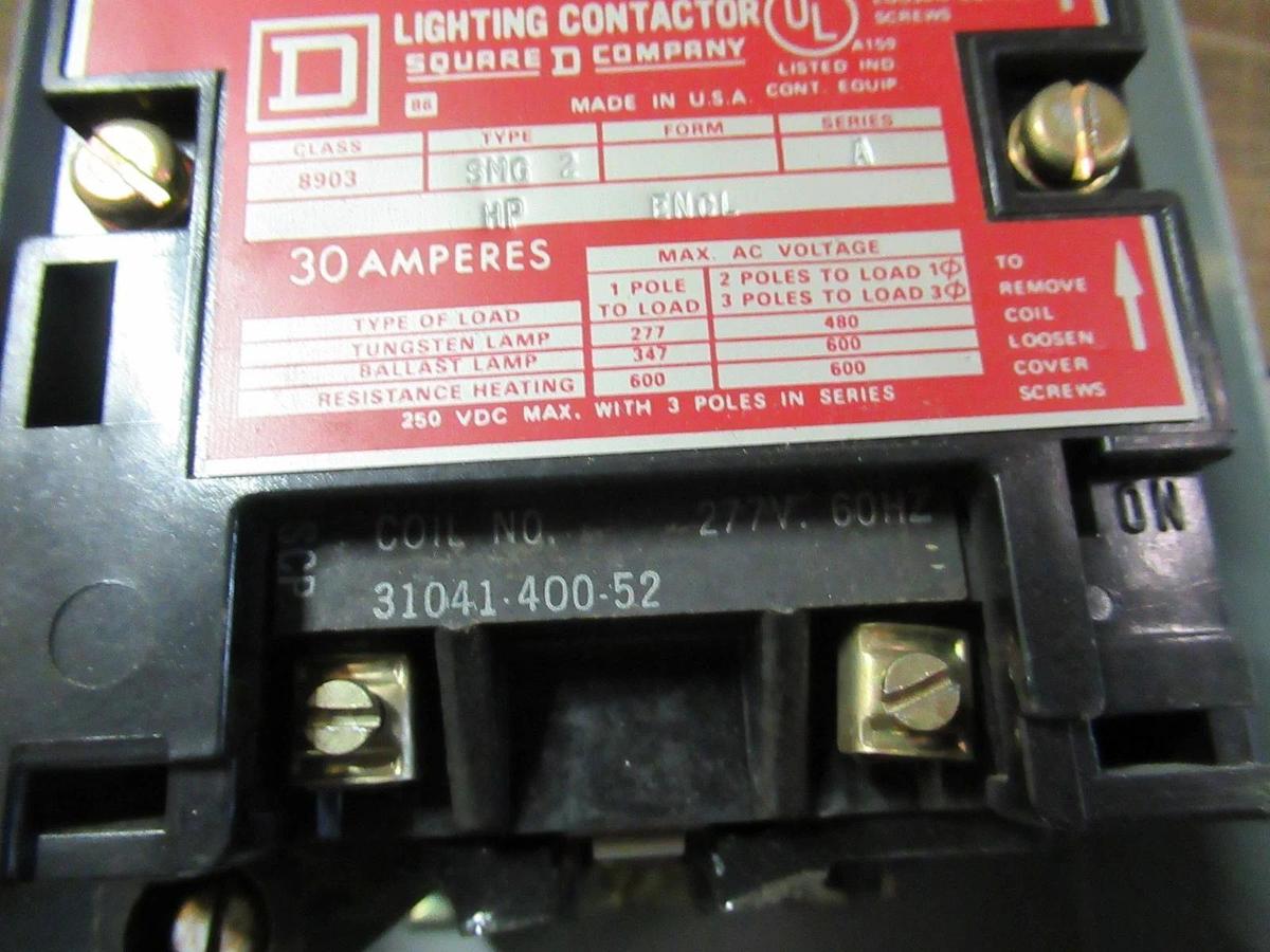 Used SQUARE D LIGHTING CONTACTOR W/ ENCLOSURE 8903SMG2 600VAC 30A **WARRANTY**
