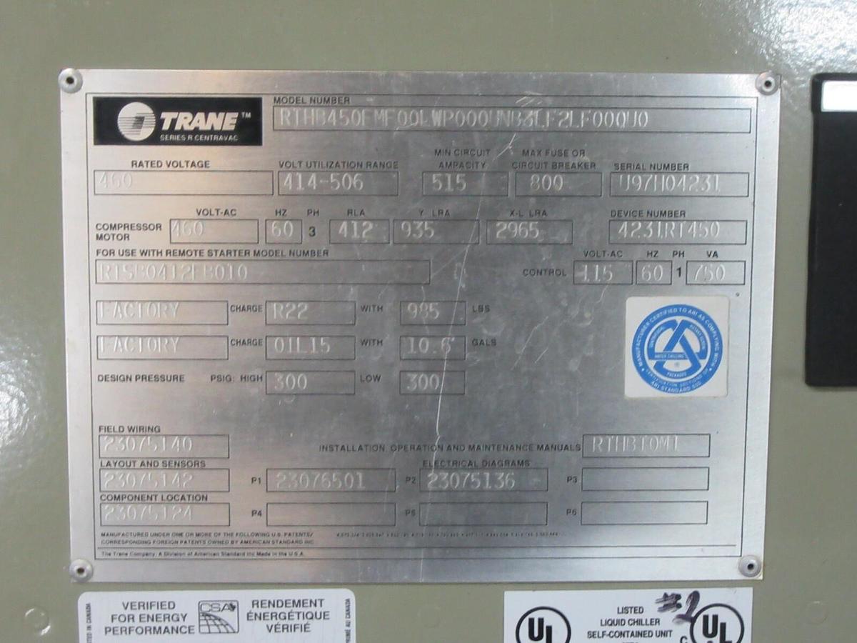 Used TRANE R CENTRAVAC RETROFIT CHILLER CONTROL KIT TRACER ADAPTIVIEW RCRAB002AA