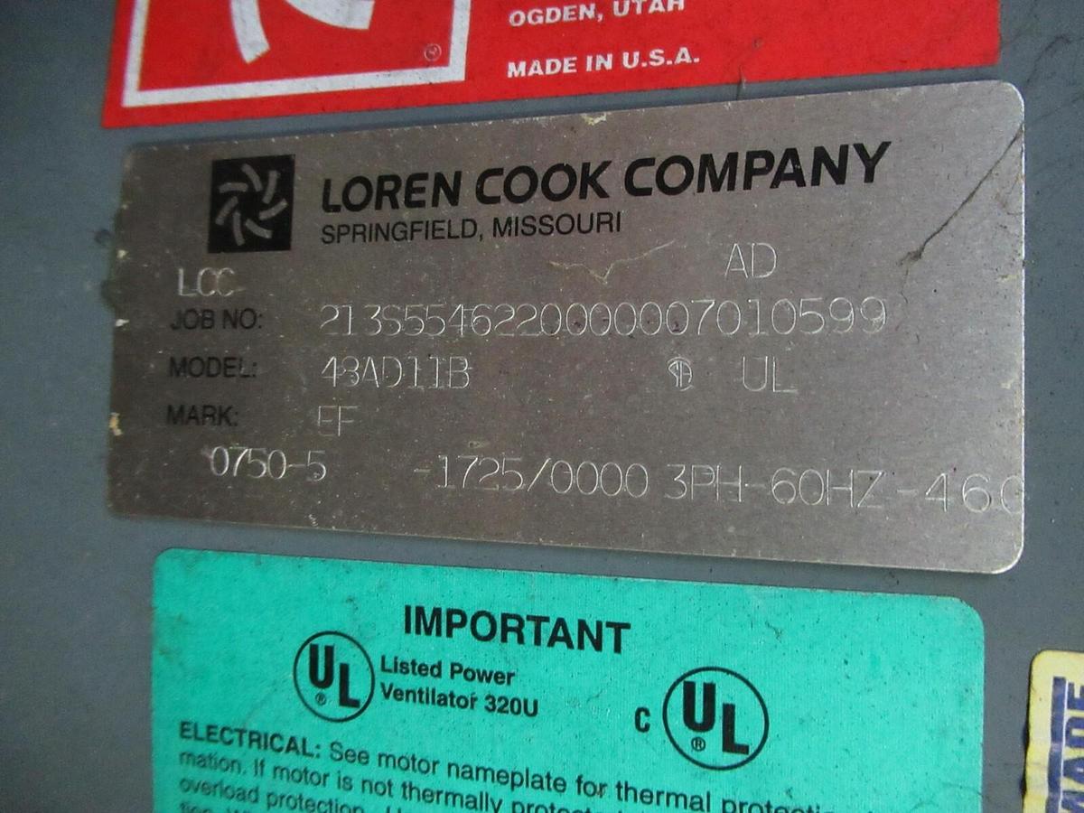 NEW 48" LOREN COOK TUBULAR AXIAL FAN CAST ALUM BLADES 5HP 230 / 460 V 1750 RPM
