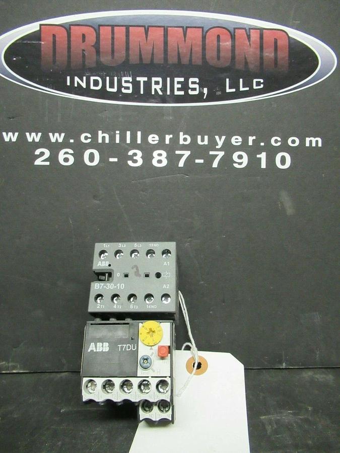 Used 16 AMP ABB STARTER B7-30-10 600 VAC 5 HP COIL: 24 VAC W/ T7DU OVERLOADS 4-6 AMP