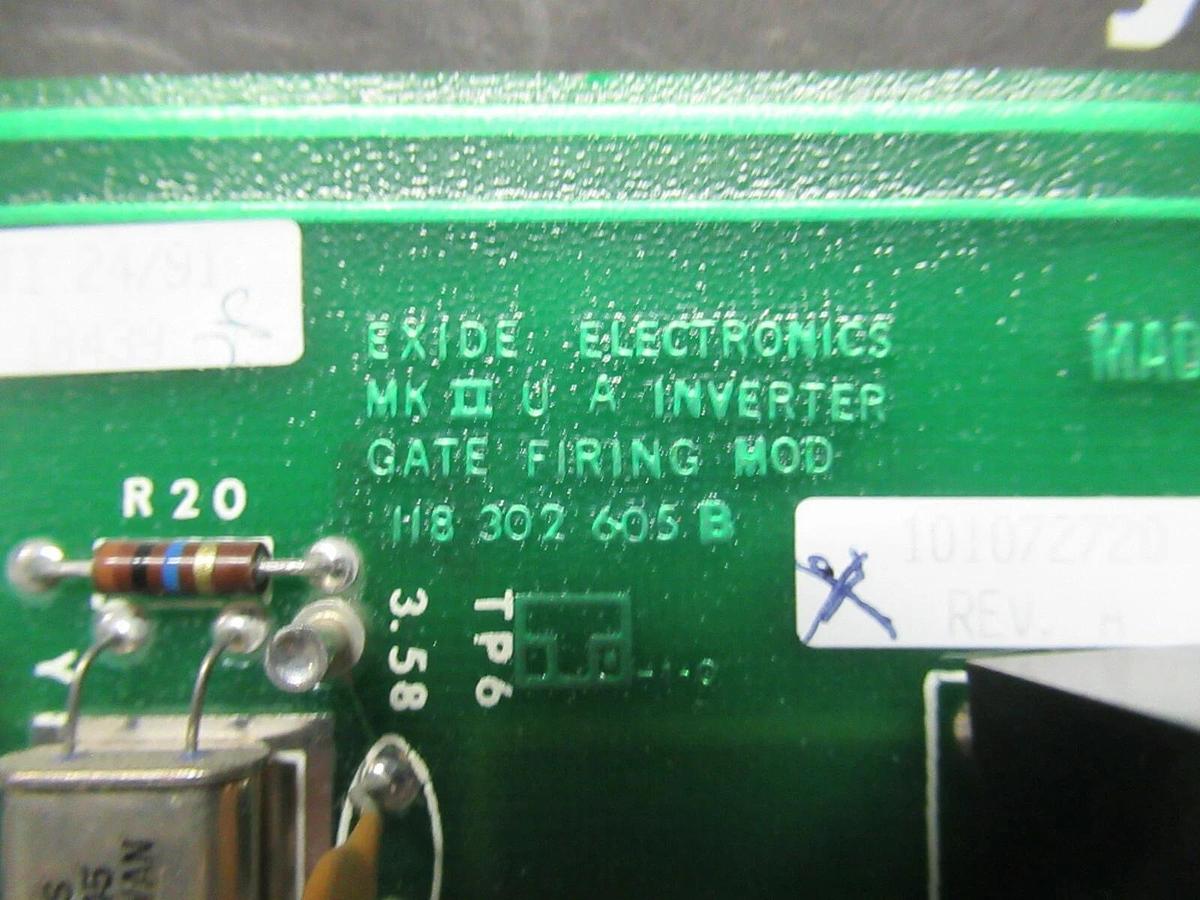Used EXIDE MK II INVERTER GATE FIRING BOARD MODULE 118 302 605 REV B 101072720 REV A