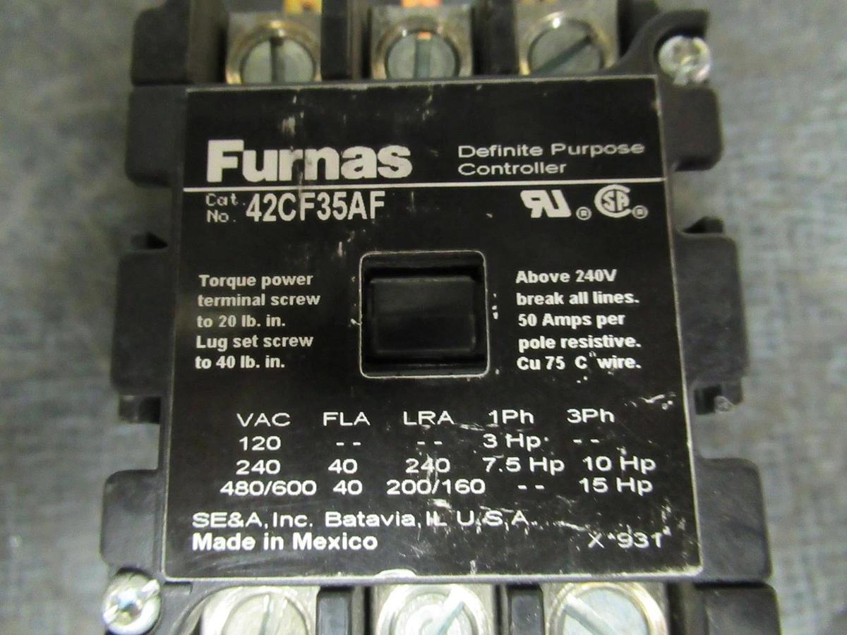 Used FURNAS DEFINITE PURPOSE CONTACTOR 42CF35AF 40 AMP 600V 15HP **WARRANTY**