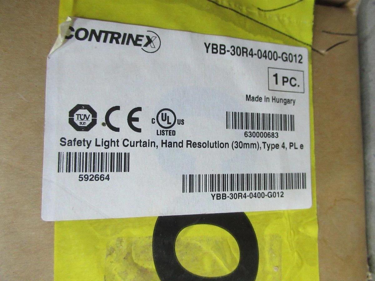 NIB CONTRINEX SAFETY LIGHT CURTAIN PAIR YBB-30S4-0400-G012 / YBB-30R4-0400-G012