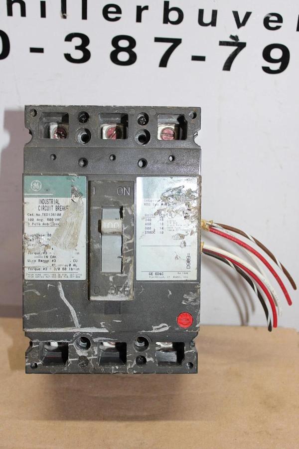 Used GE CIRCUIT BREAKER TED136100 100 AMP 3-POLE 600 VAC *WARRANTY INCLUDED*