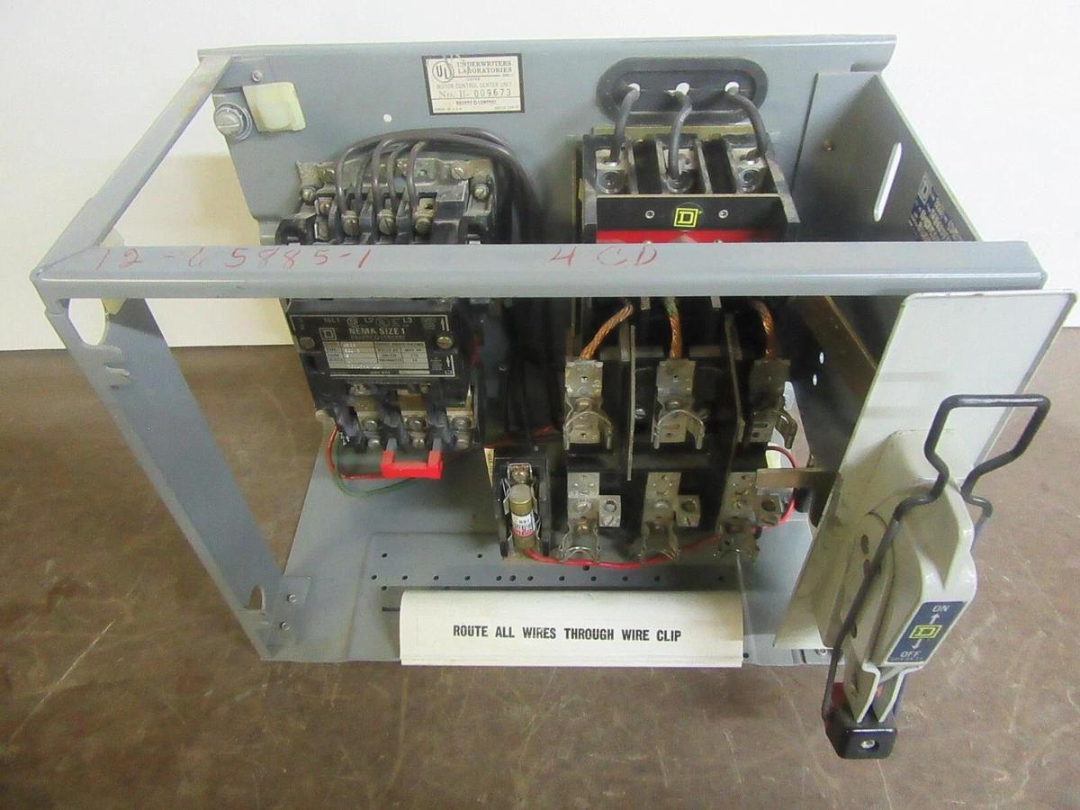 Used SQUARE D MCC FUSIBLE STARTER BUCKET 12" MODEL: 4 NEMA 1 W/8536-SCO3 *NO DOOR*